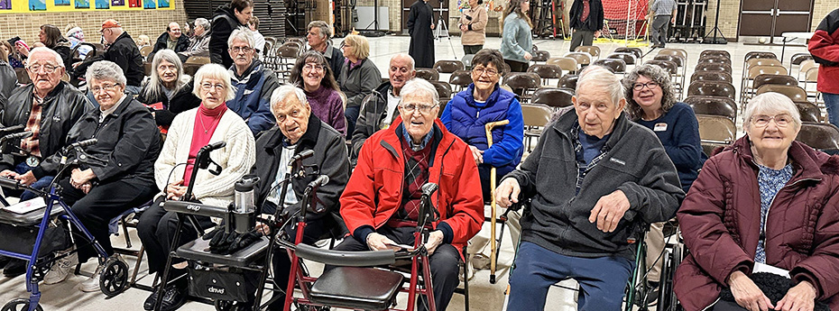 Pines and Pine Villa folks attend dress rehearsal for St. Aloysius School Christmas program