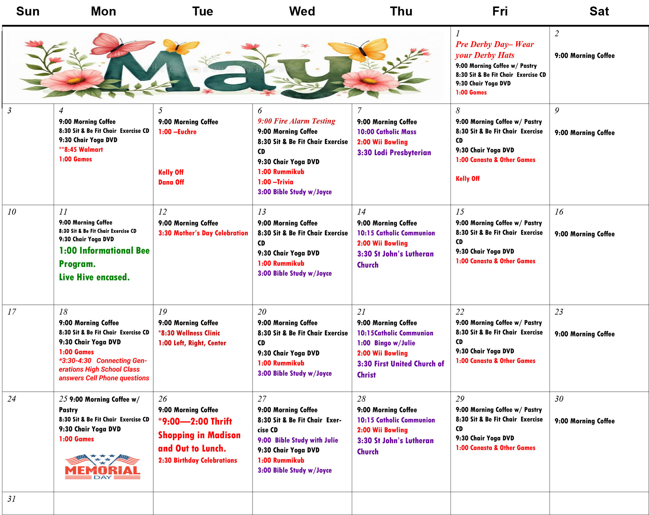 Pine Glen Apartments May 2026 calendar